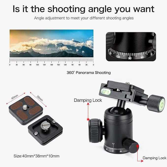 Koolehaoda Mini Tabletop Tripod with 360° Ball Head - 20" Aluminum, Blue | Portable Desktop Tripod Stand for DSLR Camera, Video Camcorder, Phone Lightweight Travel Photography Load up to 11lbs - Image 6