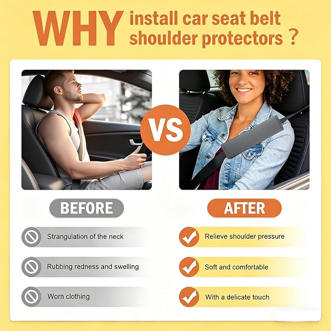 Gray Breathable PU Leather Seat Belt Covers - 2Pcs, Perforated Seat Belt Pads, Universal Fit for Car Truck SUV - Image 5