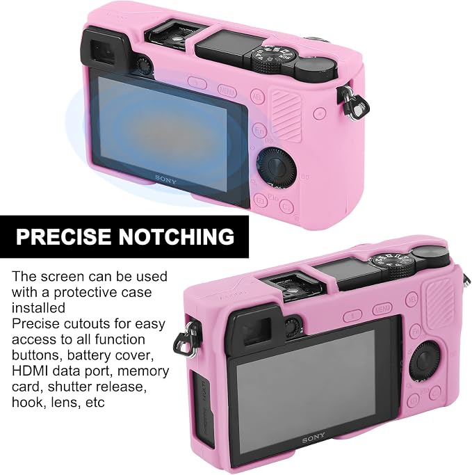 Easy Hood Case for Sony Alpha A6000 ILCE-6000 Digital Camera, Pink | Soft Silicone,Anti-Scratch,Dustproof,Shockproof,Slim Fit,Enhanced Grip,Camera Skin Protector Accessories Protective Cover - Image 5