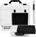 Relaxweex 1 Pcs Waterproof Hard Case with DIY Customizable Foam Insert Portable Protective Case with Knife for Camera Drones Equipments Tools Test Instruments(White,14.3 x 11.4 x 4.5 Inch) by Relaxweex