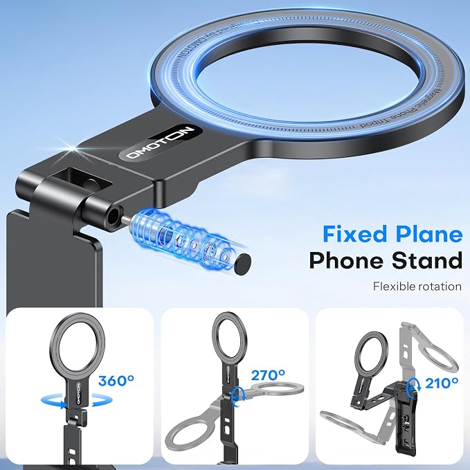 OMOTON TP03 [Ultra-Slim] 360° Rotating for MagSafe Tripod Stand with Hook | Tripod for iPhone 17 & Android, Dual-Side Magnetic, 1/4" Screw, Fits Vlog, Gym, Travel Essential Accessories, Women Men Gift - Image 8