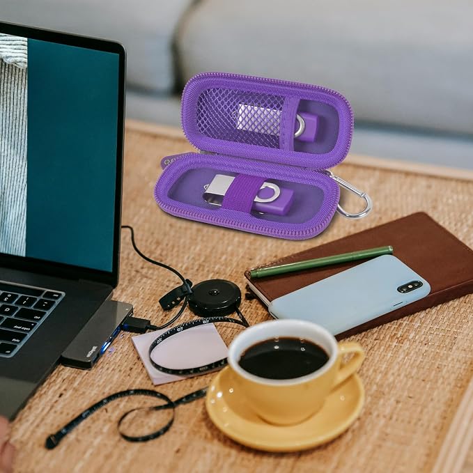 USB Flash Drive Case, SD Card/Thumb Drive/Memory Cards Holder, Bag Only | SDXC/SDHC Storage, Electronic Accessories Organizer for SanDisk / for Samsung, for Students/IT/Office/School/Travel, Purple - Image 8