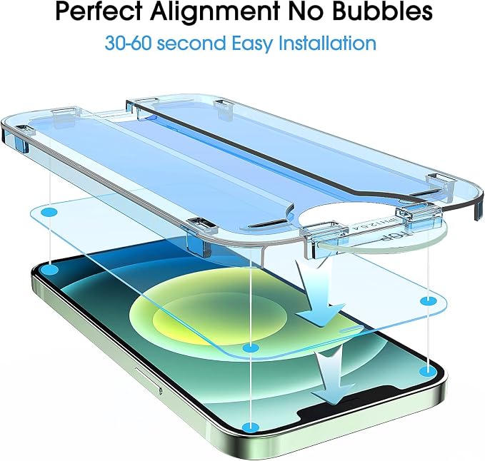 amFiIm OneTouch for iPhone 12 Mini Screen Protector 5.4" Tempered Glass | Auto-Alignment, 30s Install, Bubble Free, 9H Hardness, Scratch & Drop Protection, HD Clear, Case Friendly, 2 Pack (12M-5.4'') - Image 2