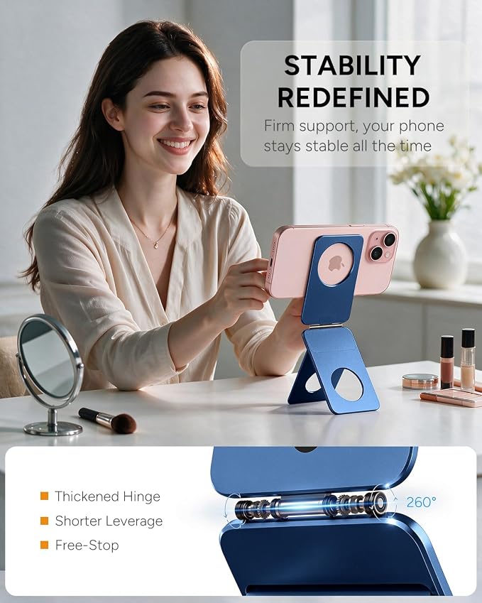 1ST IDEA for MagSafe Tripod Stand Ultra-Thin 0.23" | Aluminum Alloy Magnetic Tripod for iPhone, Flexible 20x Magnet Phone Stand Gift Accessories for Women Men for iPhone 17 16 15 14 13 12 Series - Image 3