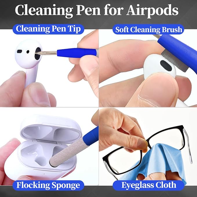 Headphone Earbud Cleaning Brush Pen for Airpod Pro 2, Hatstart Laptop Computer pc Keyboard Gaming Cleaner Accessories Kit for iPhone iPad Airpod MacBook, Phone Tablet Screen Clean as Cool Desk Gadget - Image 4