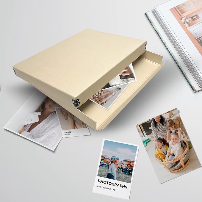 Lineco Museum Archival Storage Box, Drop Front, 11.75x17.75x1.5 in, Tan | Acid-Free with Metal Edge, Preserves Picture Longevity, Organize Photos, Newspapers, Prints, Documents, Crafts, DIY - Image 7