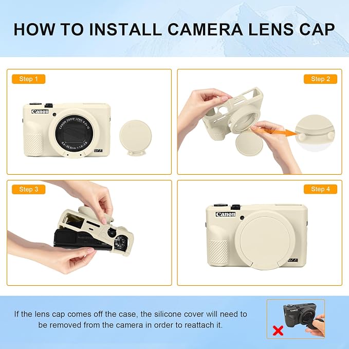 Easy Hood Camera Case Cover for Canon Powershot G7X Mark III Camera(Beige) | With Removable Lens Cover,Soft Silicone Protective Case,Anti-Scratch,Slim Fit,Enhanced Grip,Lightweight Camera Accessories - Image 4