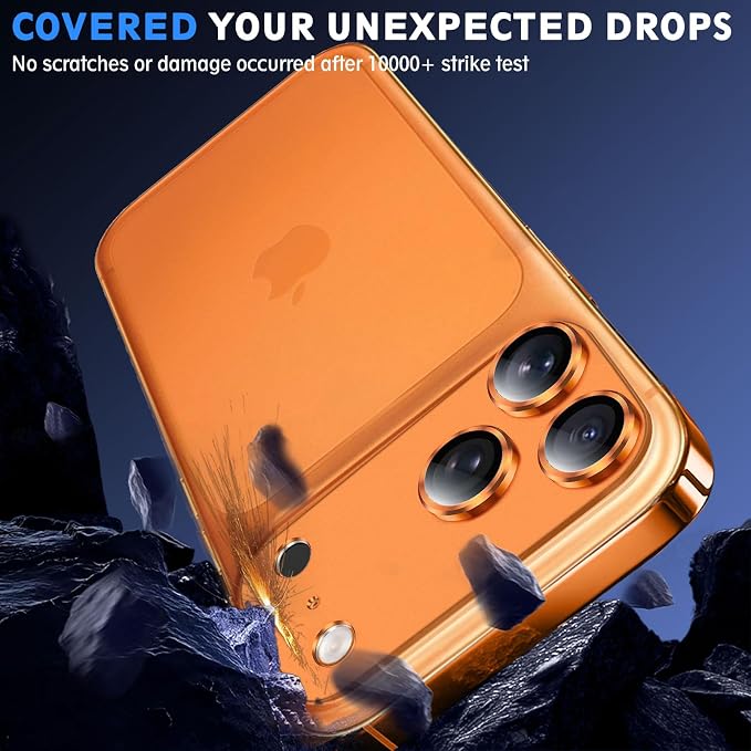 SiHPuoy 2pcs Camera Lens Protector for iPhone 17 Pro, Tempered Glass,Orange | 9H+ Hardness, Military Grade Shatterproof, Anti-Scratch, Case Friendly, HD Metal Camera Cover, Does not Affect Night Shots - Image 7