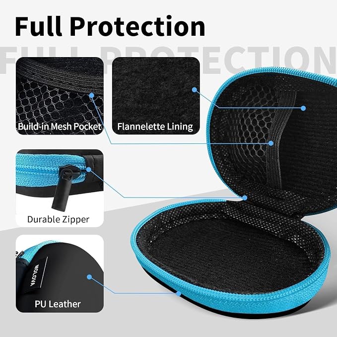 1 Pack Oval Earbud Case, Blue | Portable EVA Carrying Case, For Wired/Wireless Headphones, SD Card Storage, Camera Chip - Image 5