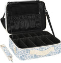 Relavel Large Makeup Bag, Floral Cosmetic Bag for Women, Professional Travel Train Case Portable Makeup Artist Bag Make Up Storage Organizer Box with Adjustable Dividers and Makeup Brush Compartment by Relavel