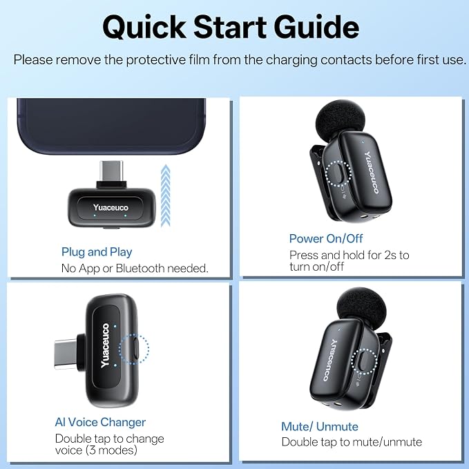 Mini Wireless Microphone for iPhone Android Tablets | with Noise Reduction, 30h Charging Case, 3 Voice Changer, Plug & Play Mini Mic for iPhone Vlogging, Video Recording, Podcast - Image 2