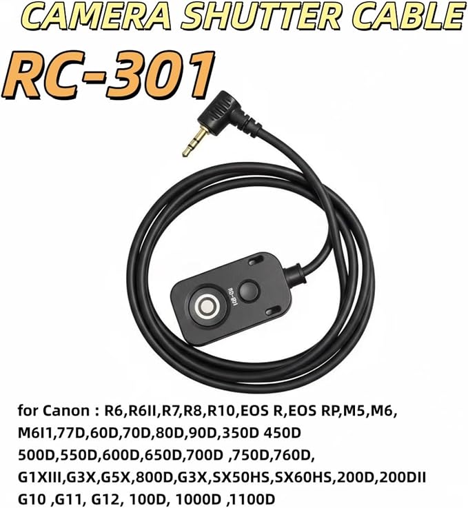 Shutter Release Cable Wired Remote Switch Cord Replacement RS-60E3 for Canon Rebel R6,R7,R8,R10,EOS RP,M5,M6, M6I1,77D,70D,80D,90D,750D, G1XIII,G3X,G5X,800D,SX50HS,SX60HS,200D,200DII - Image 2