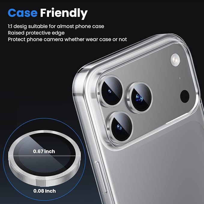WSKEN for iPhone 17 Pro/iPhone 17 Pro Max Camera Lens Protector | Original Shooting Mode, Individual Metal Cover Film, Shatterproof HD Tempered Glass Camera Screen Protector, Silver - Image 4
