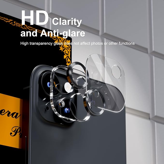 for 6 Pack iPhone 15 / iPhone 15 Plus Camera Lens Protector [Drop Protection] [Case Friendly] [Easy Installation] 9H Tempered Glass Camera Screen Protector Cover Accessories, CD Black - Image 7