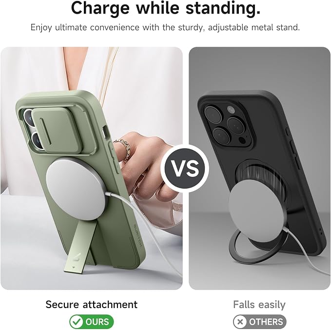 SURITCH for iPhone 14 Pro Case with Magnetic Camera Slide Cover and Adjustable Kickstand, Compatible with MagSafe, Shockproof Bumper Case Slim Protective Cover for iPhone 14 Pro 6.1 Inch, Green - Image 5