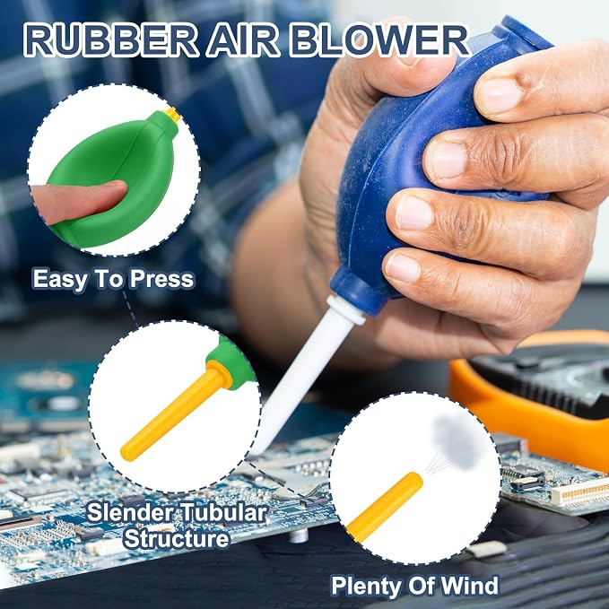 PATIKIL Soft Tip Air Blower Dust Blaster, 3 Pcs Rubber Bulb Air Pump Dust Blower Cleaner Cameras Lens Cleaning Tool with Long Nozzle for Camera Lens Computer Keyboard, Green/Yellow - Image 3