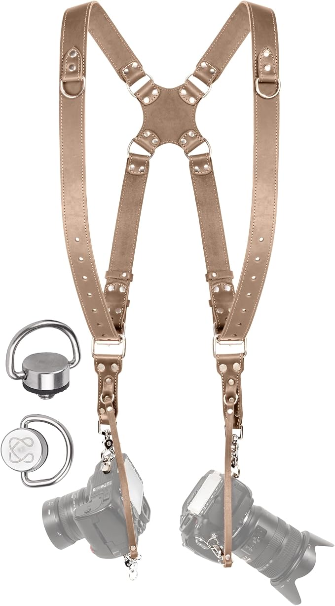 Dual Camera Harness Leather Camera Strap DSLR/SLR, All-Day Comfort by CCoiro