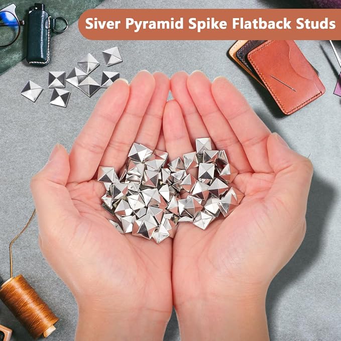100 Pack Square Rivets, 0.39in Copper Flat Back Pyramid Studs | Metal Hot Studs Flatback Nail Head Rivet for Clothing, Leather, Shoes, Bags Jewelry and DIY Punk Crafts - Image 3