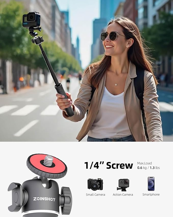 Mini Tripod, Lightweight Phone Tripod with Remote, Portable Selfie Stick for iPhone with Cold Shoe & Phone Holder, Extendable Cell Phone Stand Compatible with iPhone/Android/GoPro/Insta360 - Image 2