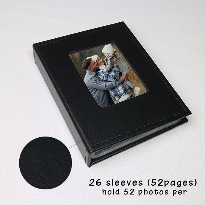 Small Photo Album 4x6, Pack of 2 Leather Photo Book, Each Mini 26-Page Album Holds 52 Photos, Art Presentation Folder for Postcards & Picture Storage - Image 3