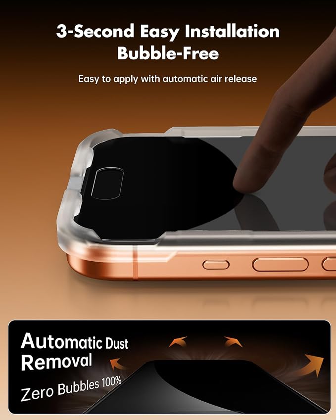 UNBREAKcable Privacy Screen Protector for iPhone 17 Pro Max, 2-Pack | True 28° Anti-Spy, Shatterproof Tempered Glass, 9H Hardness, Easy Install, Bubble-Free, Anti-Scratch, Case Friendly - Image 6
