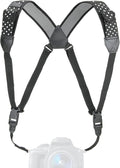 USA Gear DSLR Camera Strap Chest Harness with Quick Release Buckles, Polka Dot Neoprene Pattern and Accessory Pockets - Compatible with Canon, Nikon, Sony Point and Shoot and Mirrorless Cameras by USAGEAR