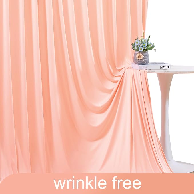 10x10 Peach Backdrop Curtain for Parties Baby Shower Wrinkle Free Peach Photo Curtains Backdrop Drapes Fabric Decoration for Wedding Birthday Party 5ft x 10ft,2 Panels - Image 5
