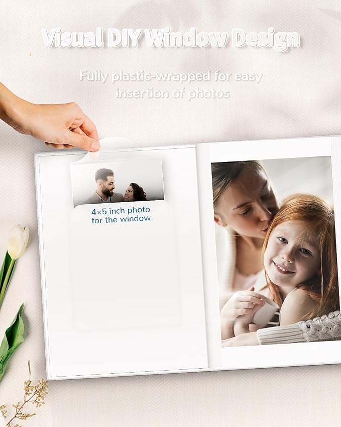 Artfeel Photo Album 4x6 with 100 Pockets,Slip-in Picture Albums,Linen Cover Memory Book with Front Window,White Page Vertical Photo Book for Wedding,Family,Anniversare,Baby,Vacation - Image 2