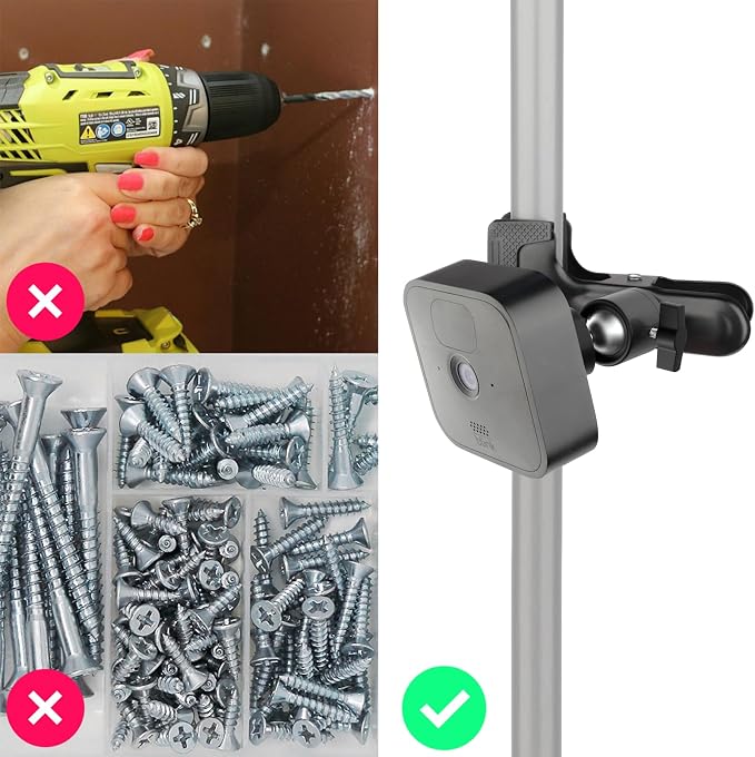 iTODOS 2 Pack Clip Clamp Mount for Blink Outdoor 4 (4th Gen)/(3rd Gen)/XT/XT2/Mini, Metal Holder, Camera Mount Attach Wherever You Like Without Tools - Image 7