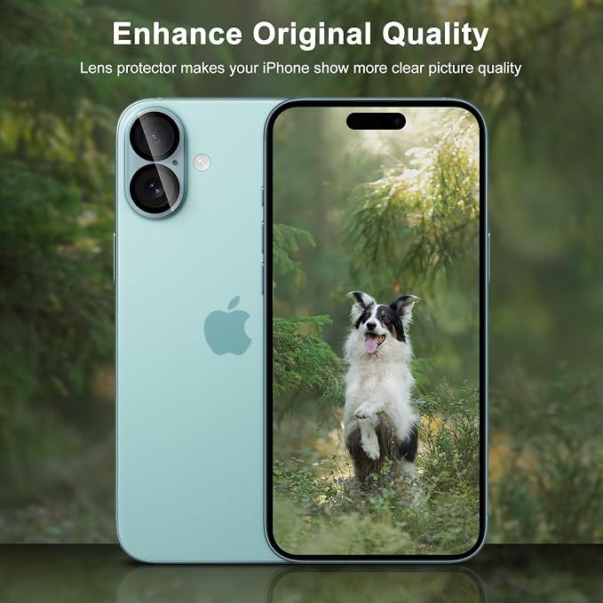 Camera Lens Protector (3 Pack) Compatible with iPhone 16 6.1" & iPhone 16 Plus 6.7" Camera Lens Cover Protection, 9H Tempered Glass, HD Clear Anti-Scratch [Black Edge] - Image 4