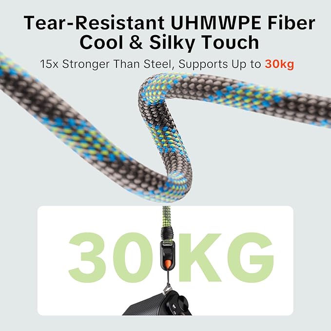 PGYTECH Camera Strap Slim Outdoor Style for Camera & Phone, Quick Release | Shoulder/ Neck Rope Strap for Compact Camera/Phone, Abrasion-resistant, Adjustable 32.2-53.5in, 66.1lb Capacity, Aurora Blue - Image 7