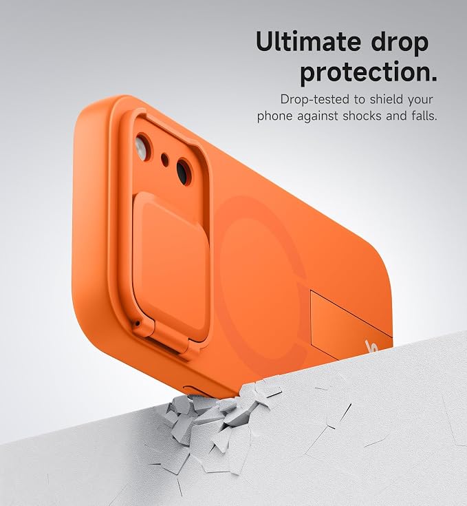 SURITCH for iPhone 17 Pro Case with Camera Control Cover, Camera Cover and Adjustable Kickstand, Compatible with MagSafe, Shockproof Bumper Protective Cases 6.3 Inch, Orange - Image 7
