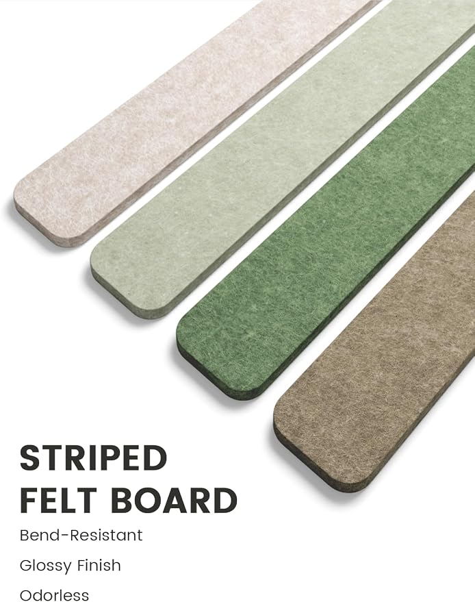 Fluxynara 13" x 2" Felt Wall Panels, Moss Haven | 8-Pack Includes 50 Push Pins and Adhesive Tabs for Photos, Notes and Decor in Bedroom Doors, Home Office or Studios - Image 3