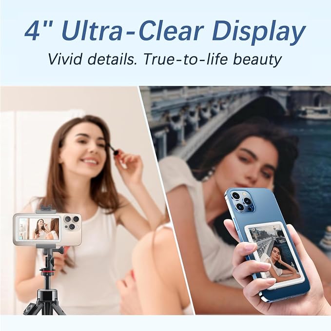 Wireless Magnetic Selfie Monitor Screen for iPhone 16 & older & Android | Bluetooth Remote Control; 1800mAh; Up to 3 Hours Runtime (Not for Google Pixel) - Image 3