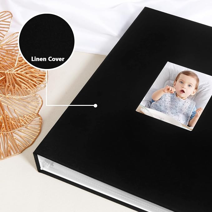 Aevdor 3.5x5 Photo Album, Holds 256 Photos, Linen Cover, Black | Vertical 3.5x5 Clear Pockets, Front Display Window, Baby, Travel, Family & Anniversary Memories - Image 7
