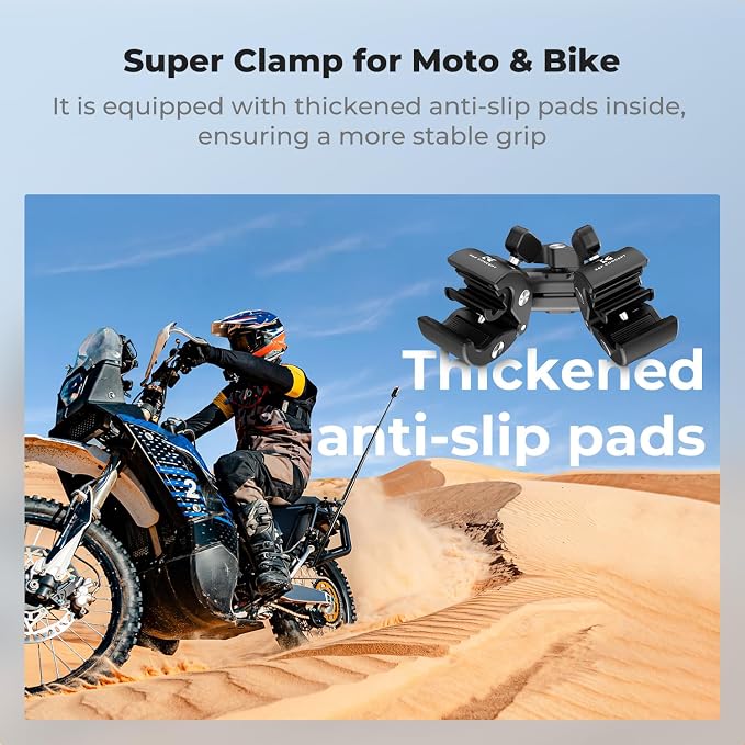 K&F CONCEPT Dual Super Clamp Camera Mount Bike/Motorcycle Handlebar Mount | 360° Ball Head Mount for Pole, Tripod, Desk, Flag, Umbrella, MS102 - Image 3