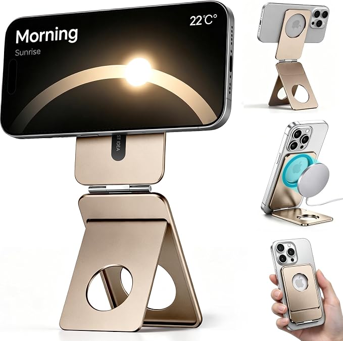 1ST IDEA for MagSafe Tripod Stand Ultra-Thin 0.23" | Aluminum Alloy Magnetic Tripod for iPhone, Flexible 20x Magnet Phone Stand Gift Accessories for Women Men for iPhone 17 16 15 14 13 12 Series by 1STIDEA