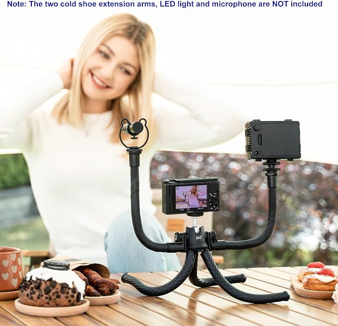 JJC Flexible Mini Tripod Octopus Stand for Sony ZV-1F ZV-1 Canon M50 G7X | Bendable Selfie Stick for Sony RX100 A6100 A6400 Fujifilm X-T5 X-T4 X-T30 & More Camera [Phone Clamp Included] - Image 6