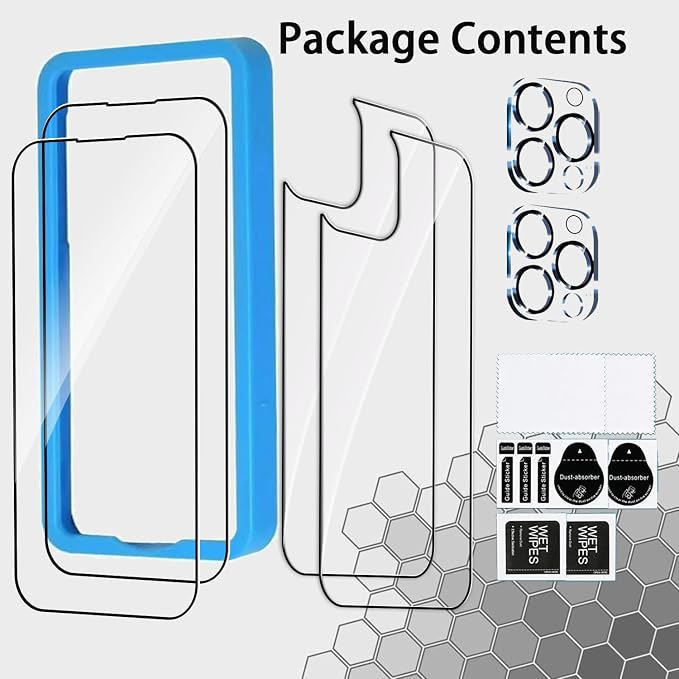 Front and Back Protector for iPhone 16 Pro + Camera Lens Protector | (2+2+2) 9H Hardness, Easy to Install with Alignment Tool,Case Friendly - Image 6