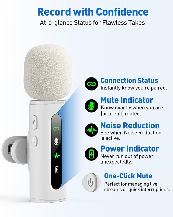 USB C Lavalier Microphone Wireless Mini Mic for Type-C Android Phone/Tablet/PC Video Recording Clip-on Mics with Rotatable Clip&Denoise Recording, Ideal for Vlog Tiktok Youtube Content Creator, White - Image 4
