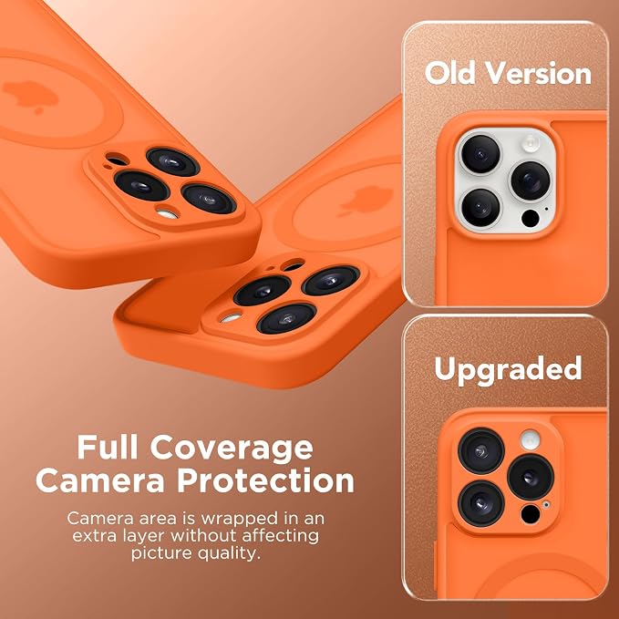 CAPRARO for iPhone 15 Pro Max Case, Compatible with MagSafe | Upgraded [Full Camera Protection] Shockproof Protective Slim Translucent Matte Magnetic Phone Case 6.7'', Orange Yellow - Image 6