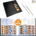 2x6 Strip Album, Black Cover White Pages, 2 Gel Pens, 5pk | Leather-cover photo strip scrapbook journal holds 2x6 photos. Album guest book for weddings, graduations, anniversaries. by PhotoBoothNook