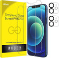 JETech Screen Protector for iPhone 12, with Camera Lens Protector, 2+2 Pack | HD Clear Tempered Glass, Face ID Compatible, Anti-Scratch Protection by JETech