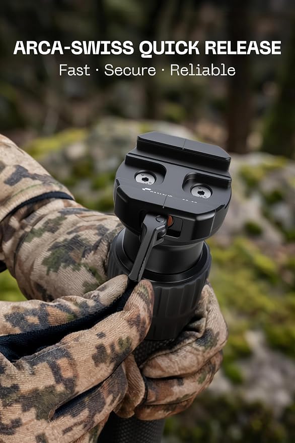 FANAUE 60" Carbon Fiber Hunting Shooting Stick, Adjustable Rifle Monopod with Arca Swiss Quick Release Plate - Image 2