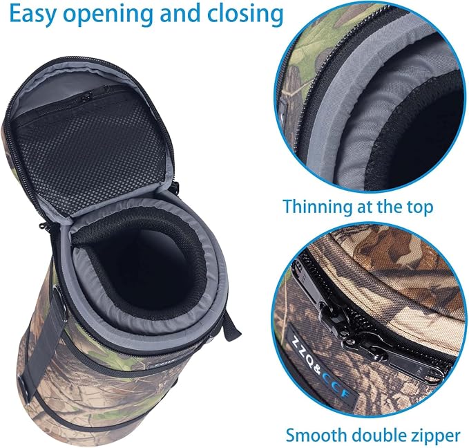 ZZQ&CCF Camera Lens Case Pouch Bag for Sony FE 200-600mm F5.6-6.3 G OSS Water Resistant Protective Camera Lens Pouch for Super Telephoto Zoom Lens #Leaf - Image 3