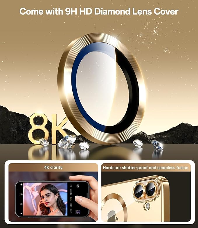 Magnetic Glossy Case for iPhone 17 Air,iPhone 17Air Phone Case Slim Clear Luxury with Screen Protector & Camera Protector [Compatible with MagSafe], Shockproof Cover for iPhone Air 17-Gold - Image 4