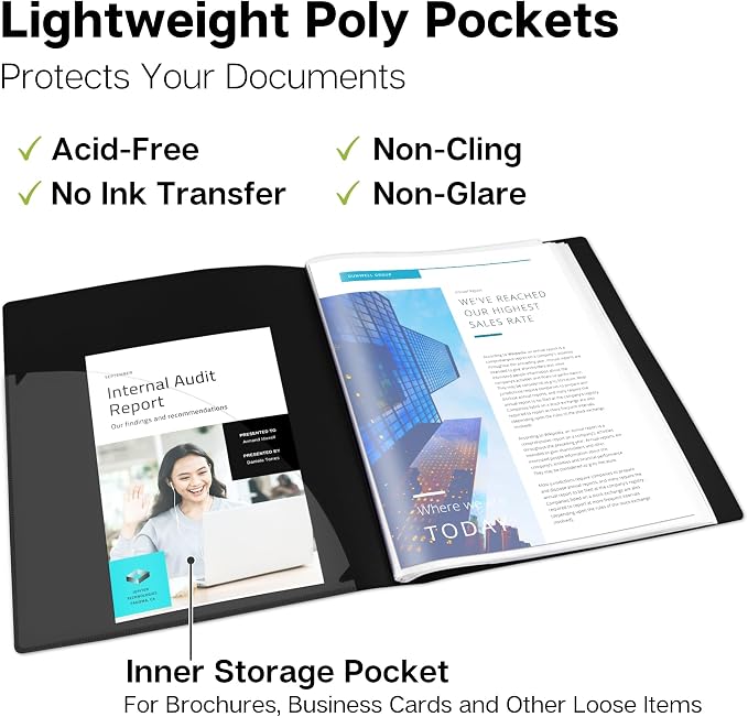 Dunwell 9x12 Presentation Binder, 24 Pockets, Displays 48 Pages, Aqua | Clear Plastic Sleeves, Acid-Free Poly, Fits 9x12 & A4 Documents, Artwork Storage - Image 5