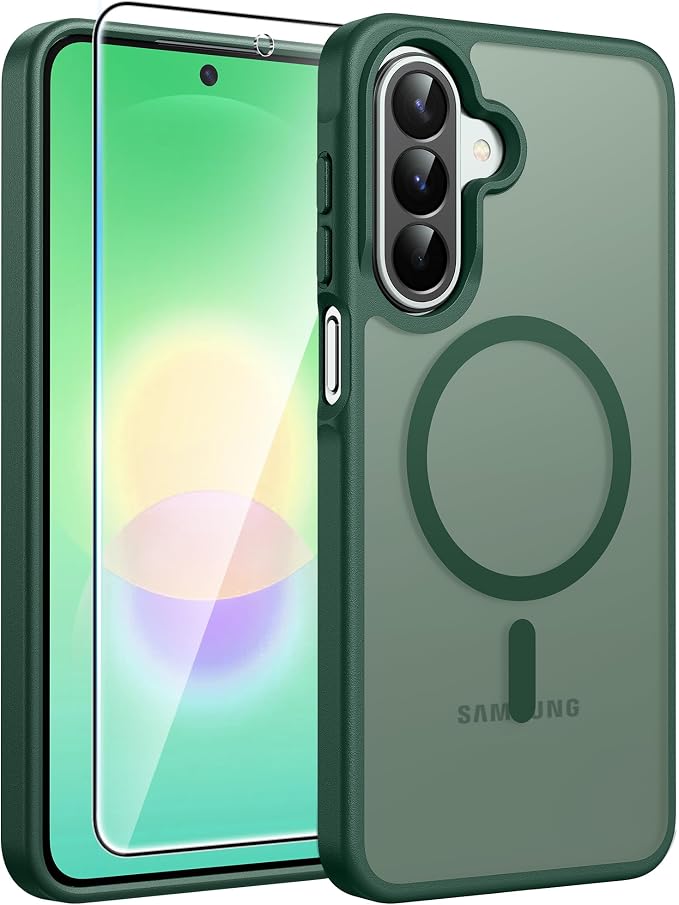 FNTCASE for Galaxy A27 5G Phone Case, Fit for Magsafe, Screen Protector | Translucent Matte, 14FT Military Grade Drop Protection, Slim Shockproof Protective, for Samsung A 27 4G Cover, Green by FNTCASE