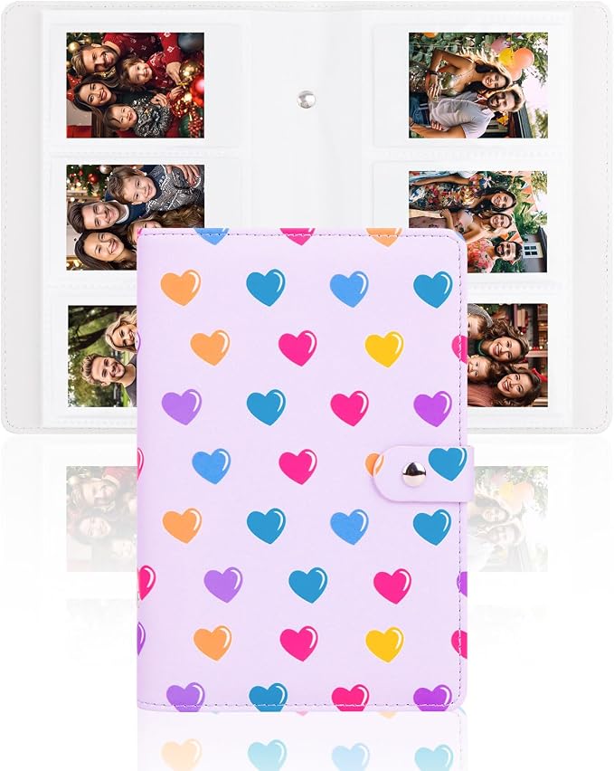 Veicevol 156-Pocket Album for Instax Mini & Polaroid 2x3 in Photos, Pueple | PU Leather Cover, Portable Album, Mini Photo Album for Fujifilm Instax Mini Camera, Polaroid Camera, Wedding Keepsake by VEICEVOL