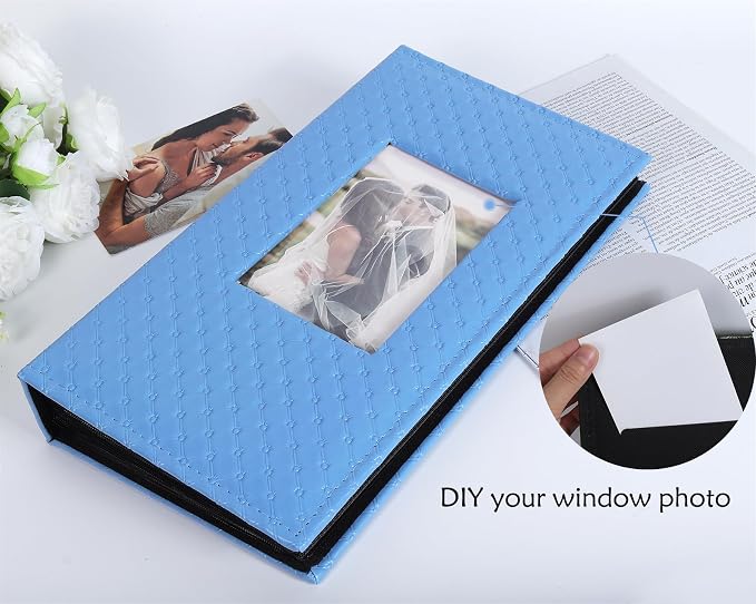 RECUTMS Photo Album 4x6 Pictures, 300 Pockets Large Capacity Picture Album | Acid-Free Black Pages, Leather Cover, Horizontal Pockets, Custom Photo Cover, Perfect for Wedding, Family&Trave - Image 3